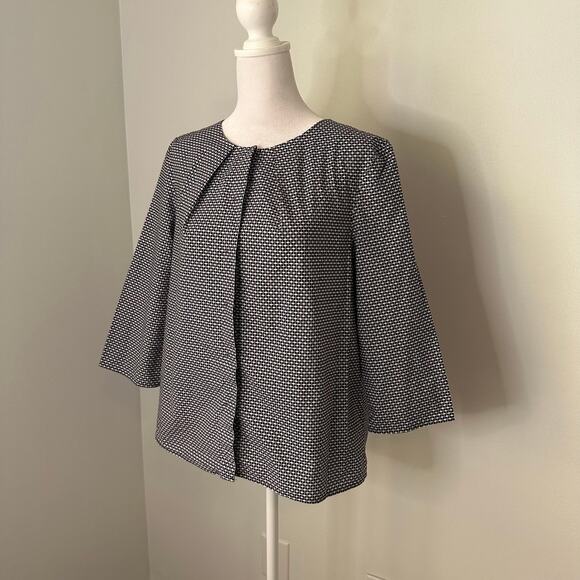 COS navy blue & white button down three-quarter sleeve top size 8 - Picture 3 of 13